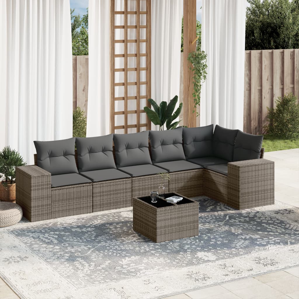 Set Mobilier De Grădină Cu Perne, 6 Piese, , Poliratan