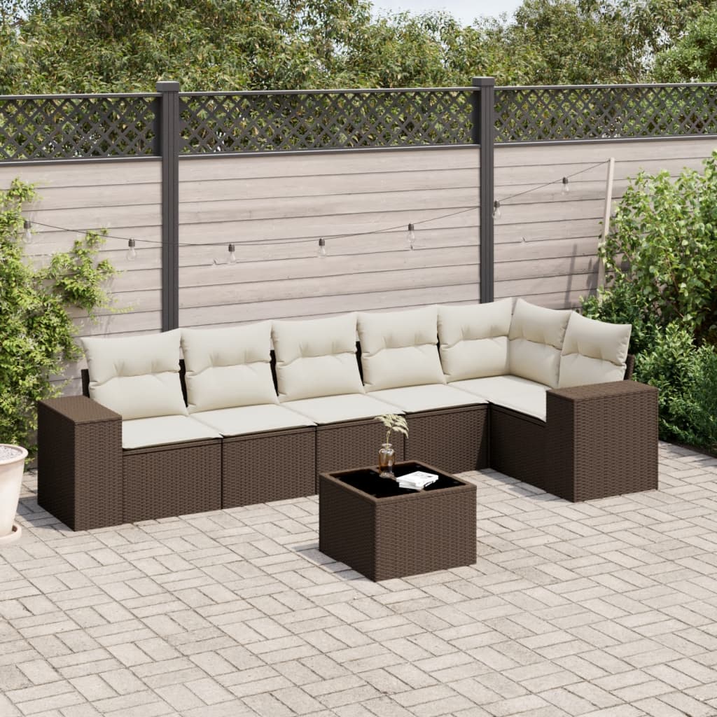 Set Mobilier De Grădină Cu Perne, 6 Piese, , Poliratan