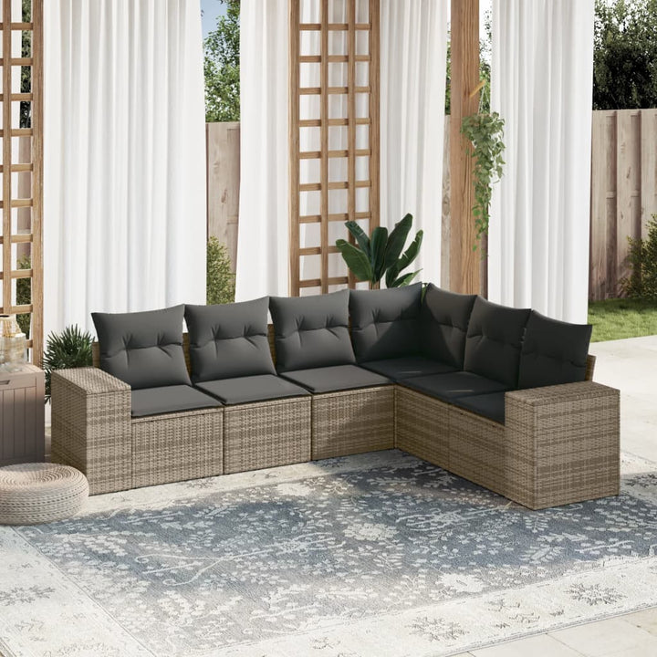 Set Mobilier De Grădină Cu Perne, 6 Piese, , Poliratan