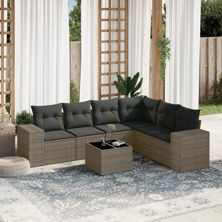 Set Mobilier De Grădină Cu Perne, 6 Piese, , Poliratan
