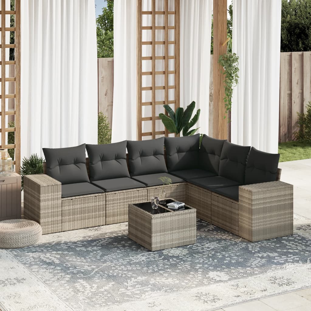 Set Mobilier De Grădină Cu Perne, 6 Piese, , Poliratan
