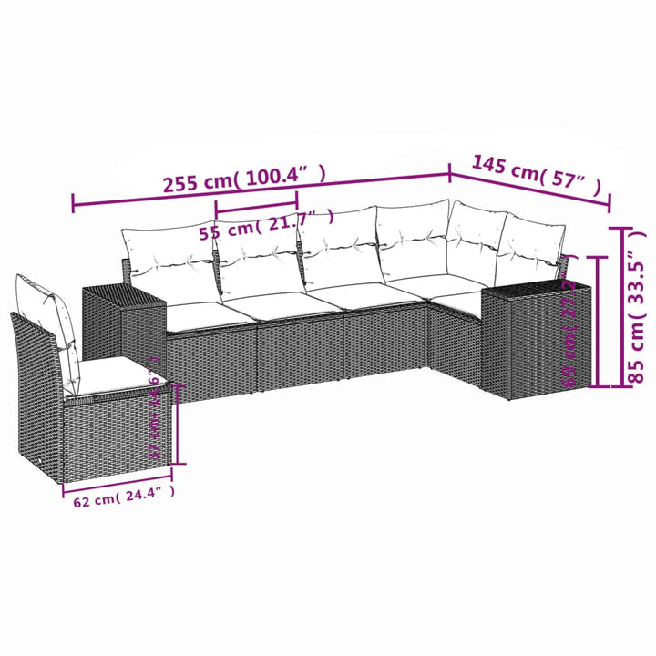 Set Mobilier De Grădină Cu Perne, 6 Piese, , Poliratan