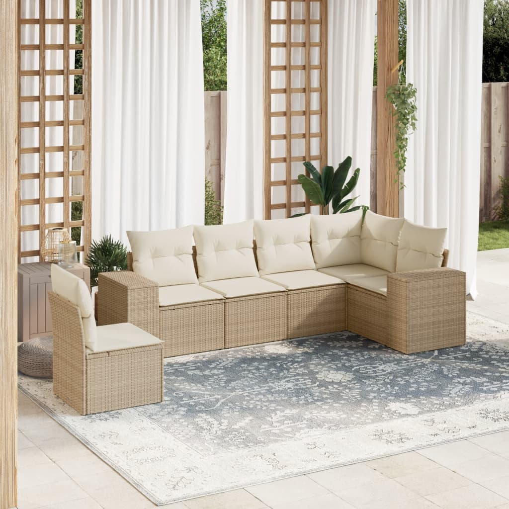 Set Mobilier De Grădină Cu Perne, 6 Piese, , Poliratan