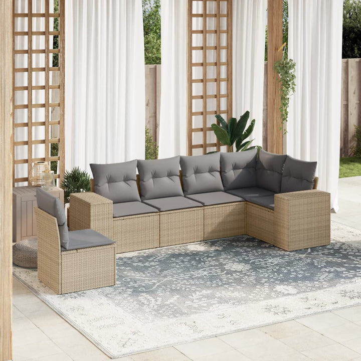 Set Mobilier De Grădină Cu Perne, 6 Piese, , Poliratan