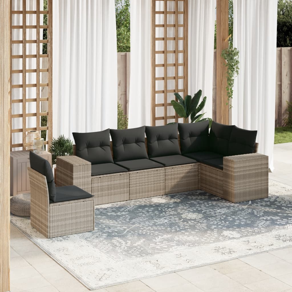 Set Mobilier De Grădină Cu Perne, 6 Piese, , Poliratan