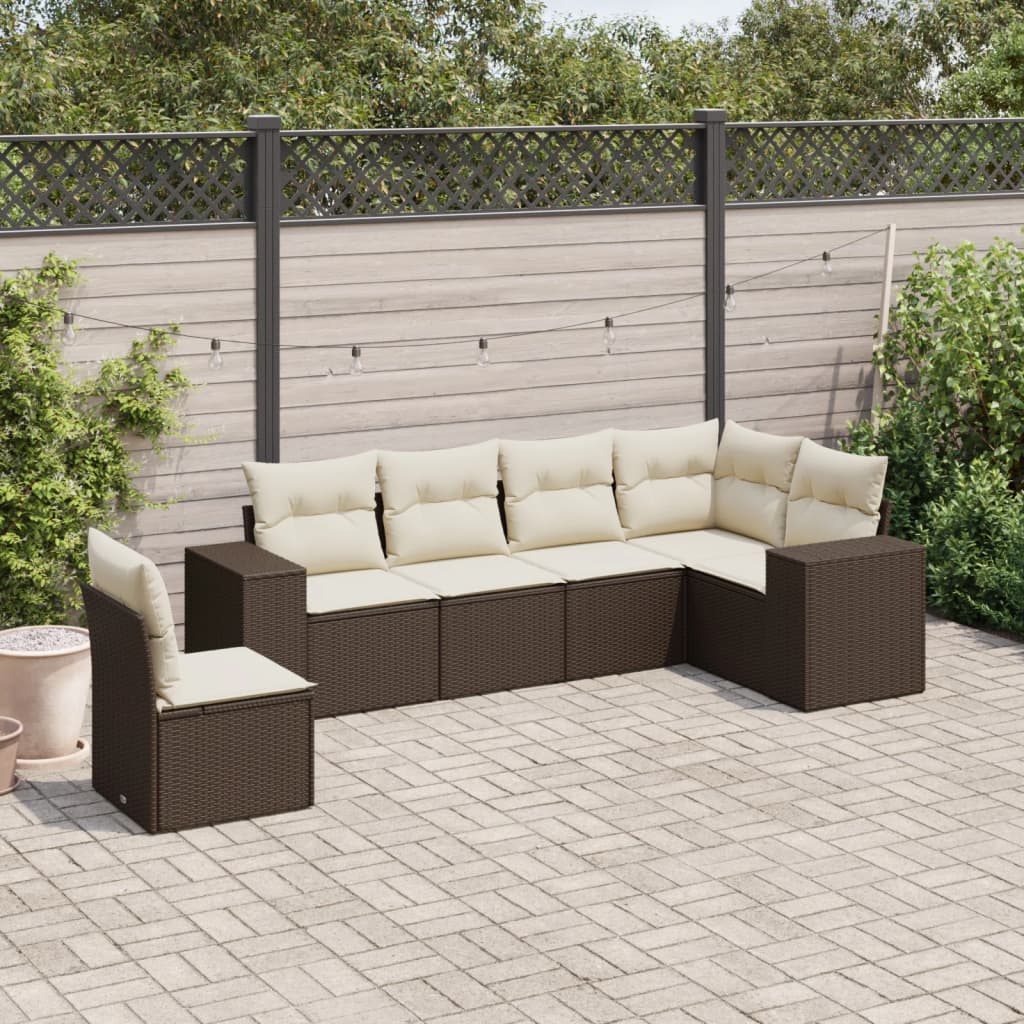 Set Mobilier De Grădină Cu Perne, 6 Piese, , Poliratan