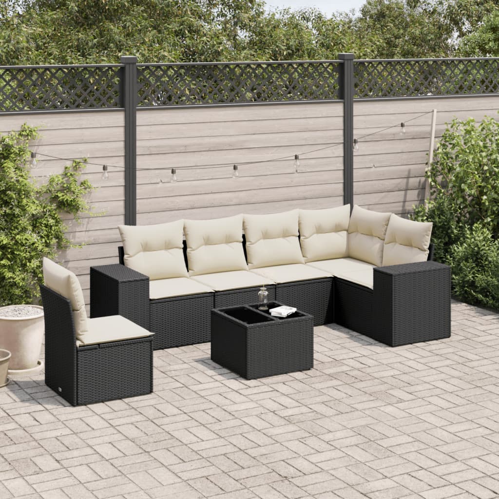 Set Mobilier De Grădină Cu Perne, 6 Piese, , Poliratan