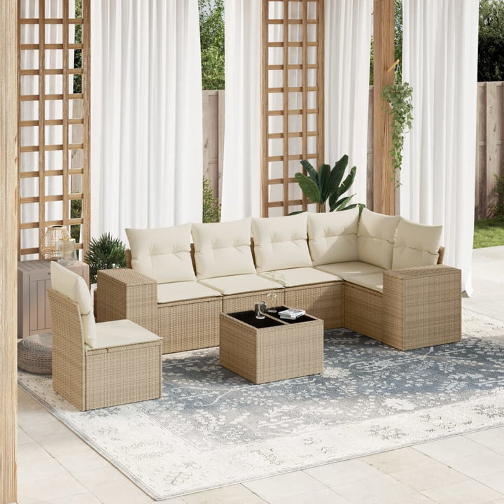 Set Mobilier De Grădină Cu Perne, 6 Piese, , Poliratan