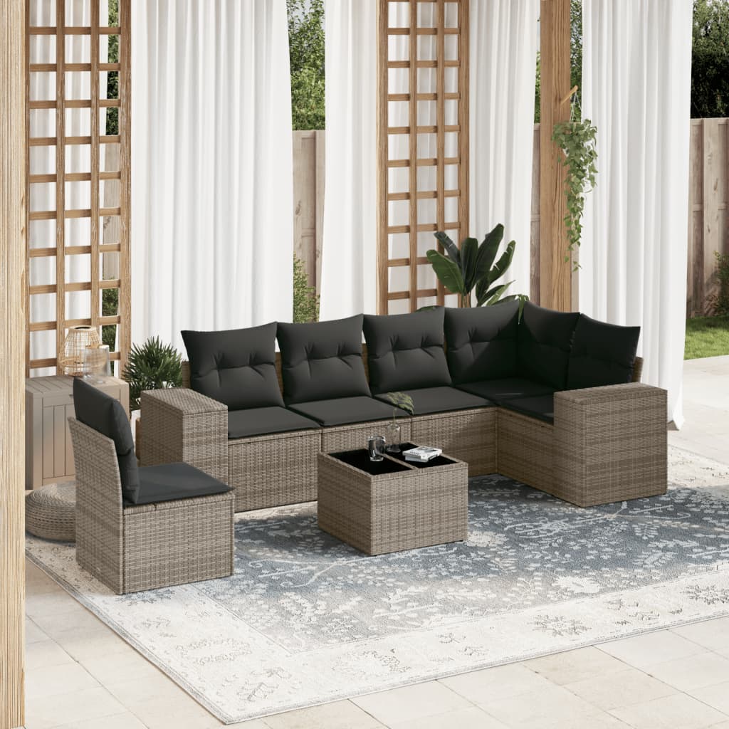 Set Mobilier De Grădină Cu Perne, 6 Piese, , Poliratan