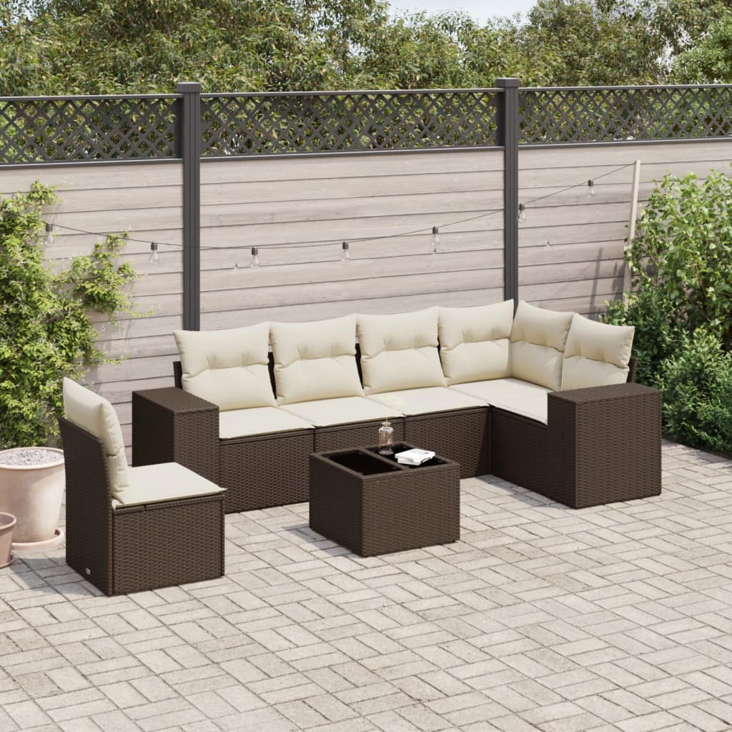 Set Mobilier De Grădină Cu Perne, 6 Piese, , Poliratan