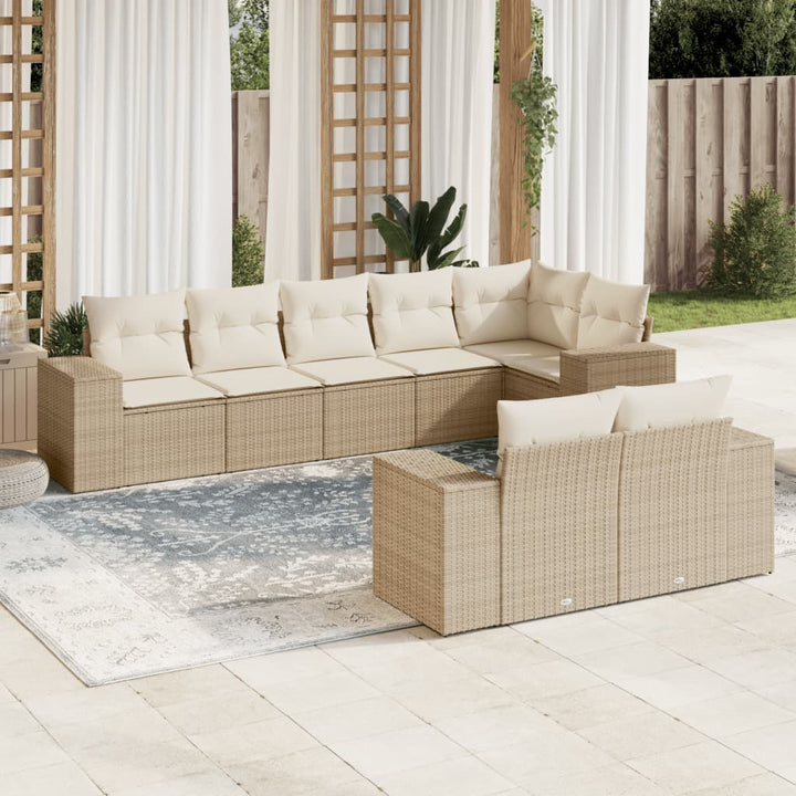 Set Mobilier De Grădină Cu Perne, 8 Piese, , Poliratan