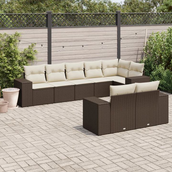 Set Mobilier De Grădină Cu Perne, 8 Piese, , Poliratan