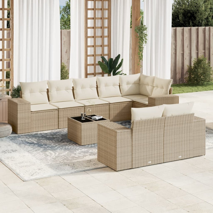 Set Mobilier De Grădină Cu Perne, 8 Piese, , Poliratan