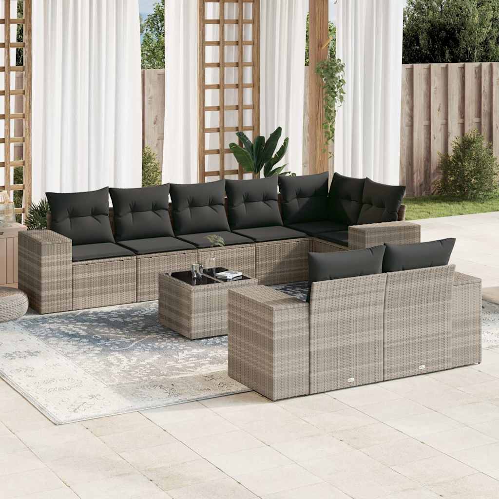 Set Mobilier De Grădină Cu Perne, 8 Piese, , Poliratan