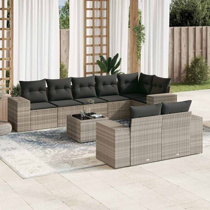 Set Mobilier De Grădină Cu Perne, 8 Piese, , Poliratan