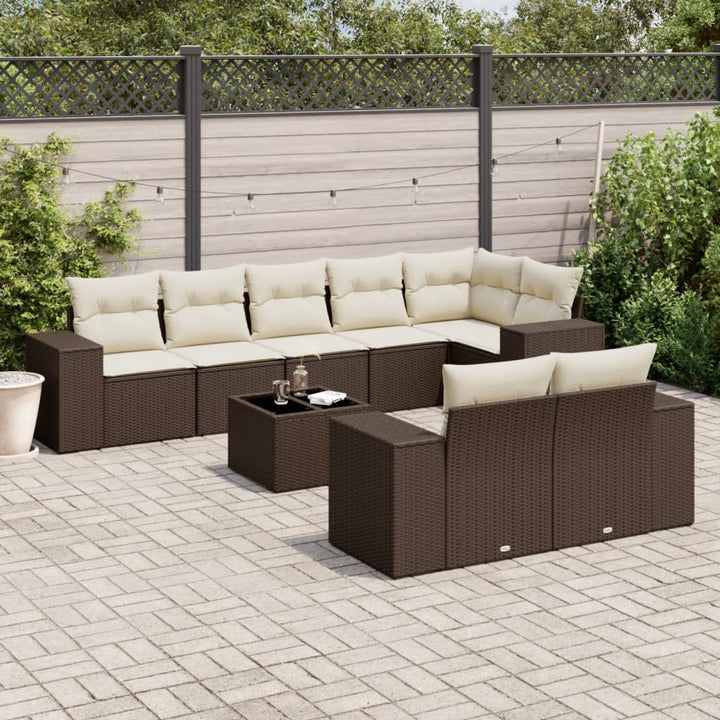 Set Mobilier De Grădină Cu Perne, 8 Piese, , Poliratan