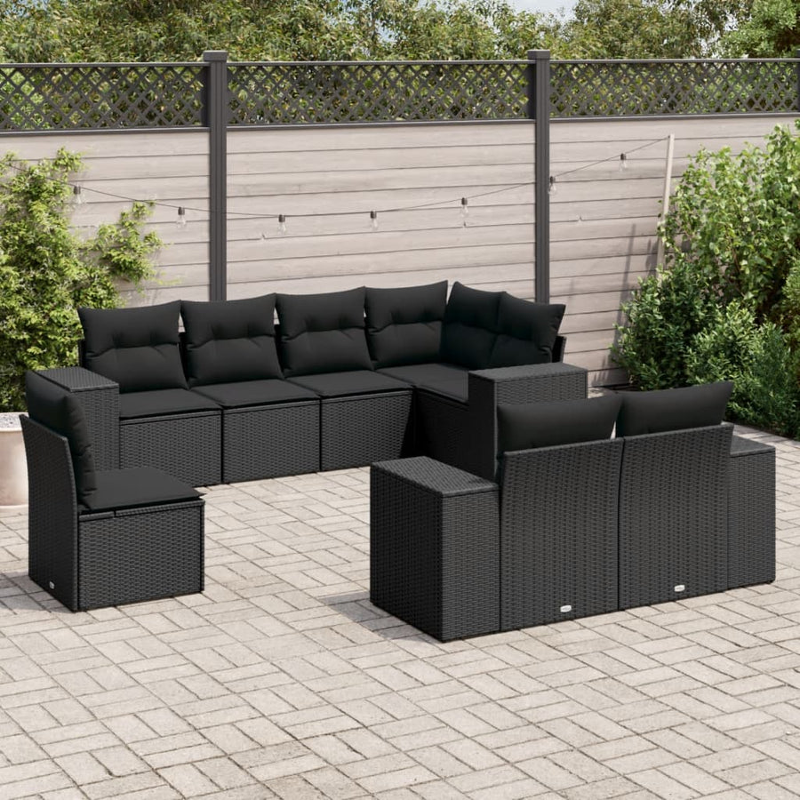 Set Mobilier De Grădină Cu Perne, 8 Piese, , Poliratan