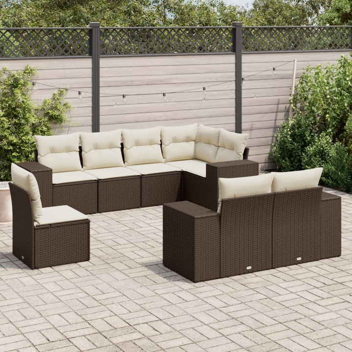 Set Mobilier De Grădină Cu Perne, 8 Piese, , Poliratan