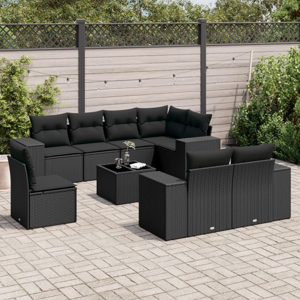 Set Mobilier De Grădină Cu Perne, 8 Piese, , Poliratan