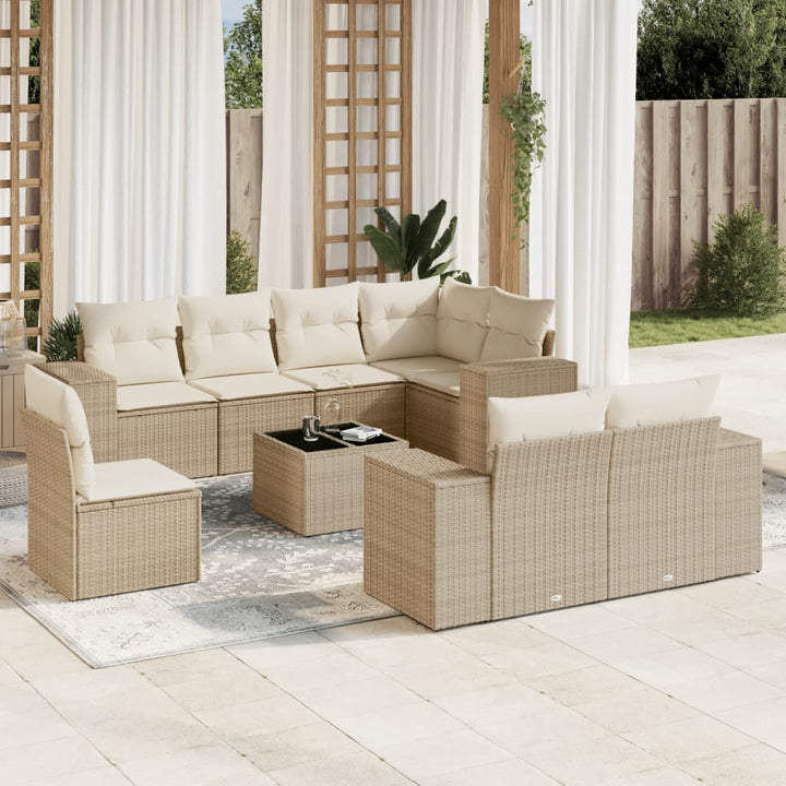 Set Mobilier De Grădină Cu Perne, 8 Piese, , Poliratan