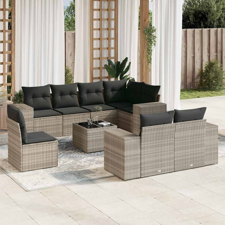 Set Mobilier De Grădină Cu Perne, 8 Piese, , Poliratan