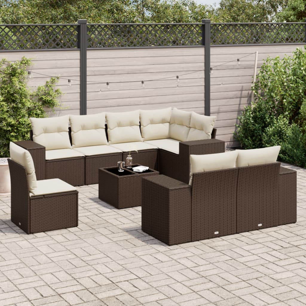 Set Mobilier De Grădină Cu Perne, 8 Piese, , Poliratan