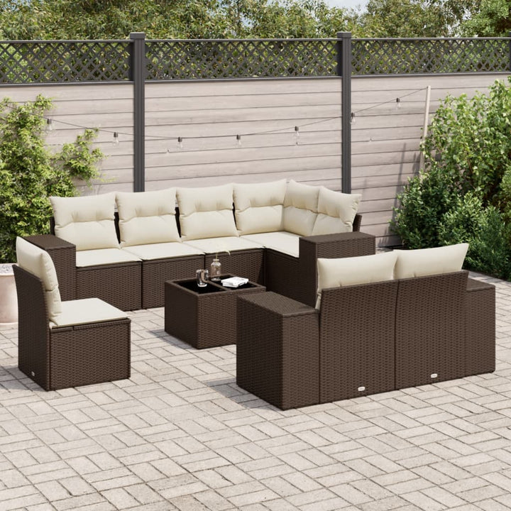 Set Mobilier De Grădină Cu Perne, 8 Piese, , Poliratan