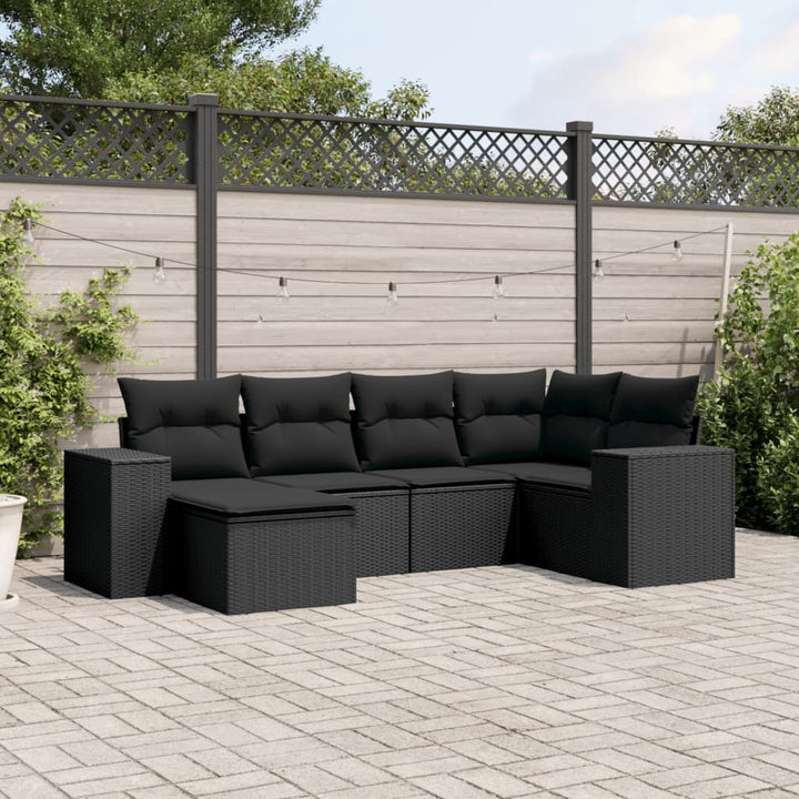 Set Mobilier De Grădină Cu Perne, 6 Piese, Negru, Poliratan