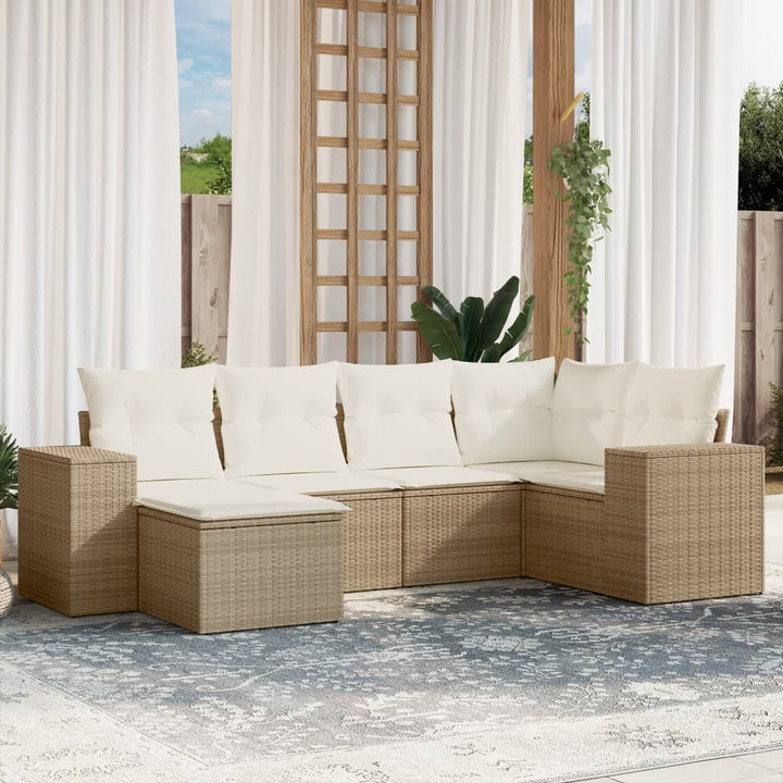 Set Mobilier De Grădină Cu Perne, 6 Piese, Negru, Poliratan
