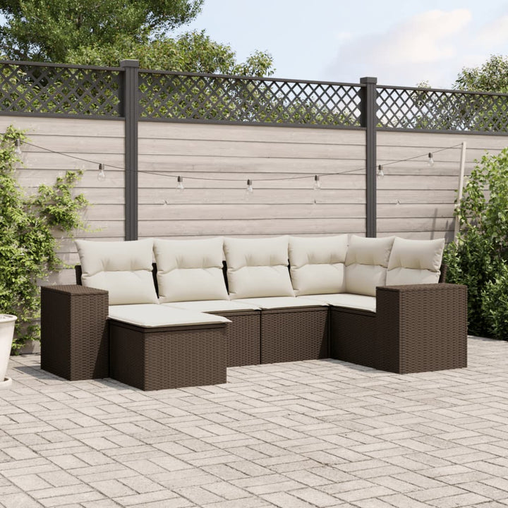 Set Mobilier De Grădină Cu Perne, 6 Piese, Negru, Poliratan