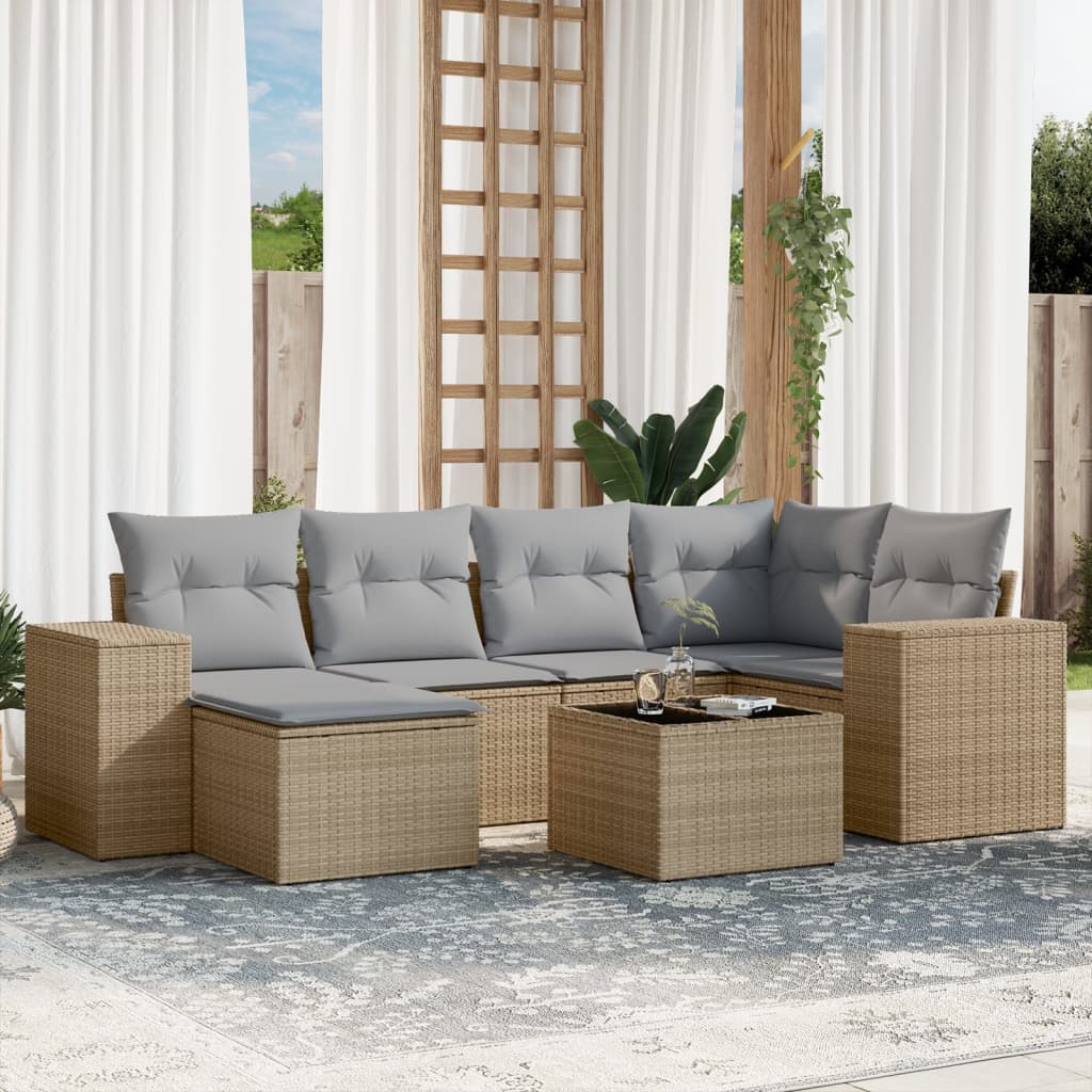 Set Mobilier De Grădină Cu Perne, 6 Piese, Negru, Poliratan