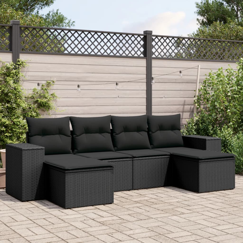 Set Mobilier Grădină Cu Perne, 6 Piese, Gri, Poliratan