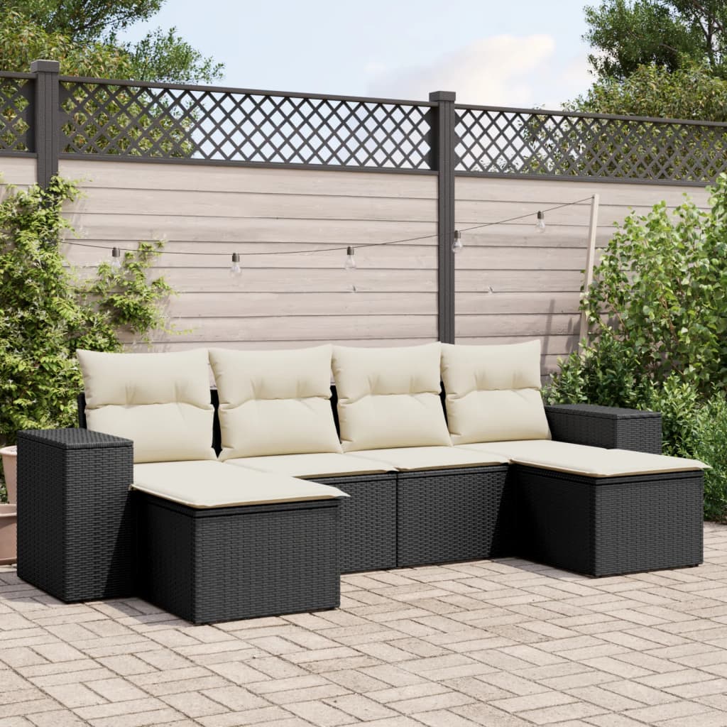 Set Mobilier Grădină Cu Perne, 6 Piese, Gri, Poliratan