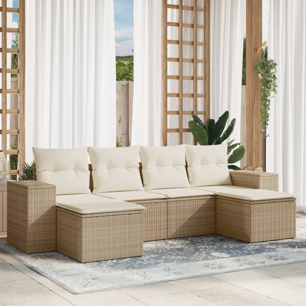 Set Mobilier Grădină Cu Perne, 6 Piese, Gri, Poliratan