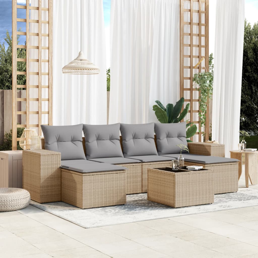 Set Mobilier Grădină Cu Perne, 6 Piese, Gri, Poliratan