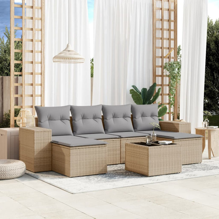 Set Mobilier Grădină Cu Perne, 6 Piese, Gri, Poliratan