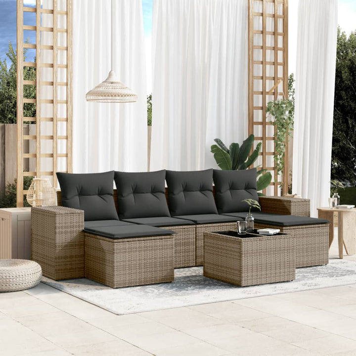 Set Mobilier Grădină Cu Perne, 6 Piese, Gri, Poliratan