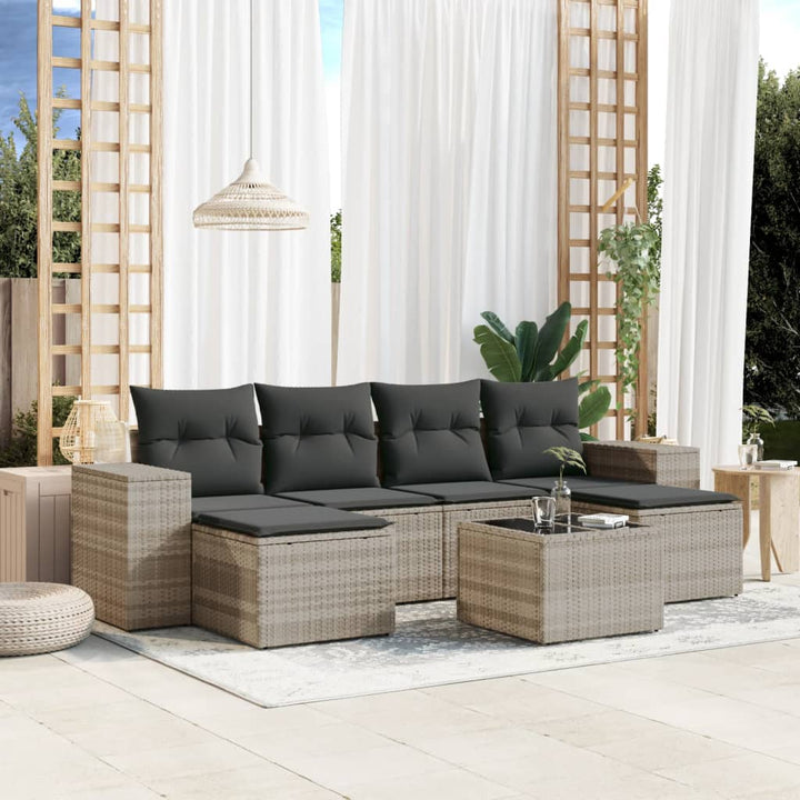 Set Mobilier Grădină Cu Perne, 6 Piese, Gri, Poliratan