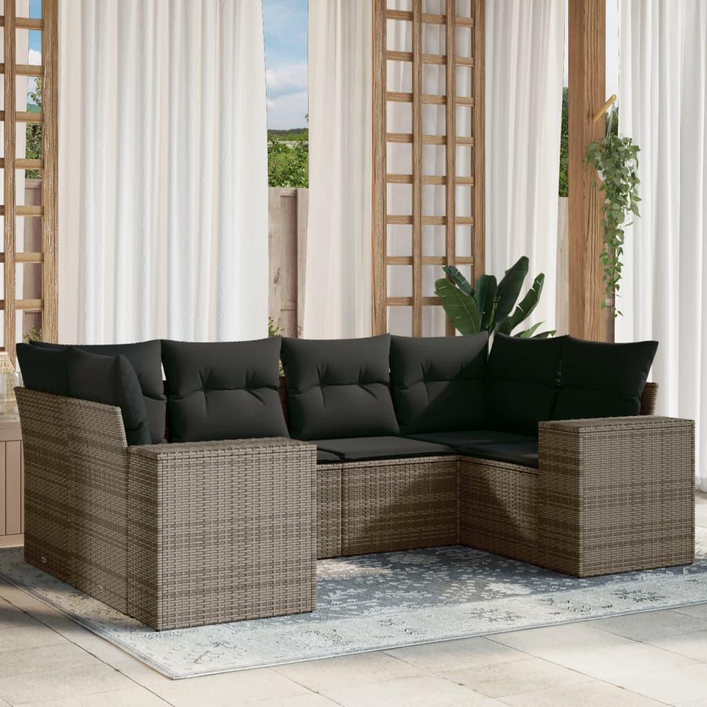 Set Mobilier De Grădină Cu Perne, 6 Piese, , Poliratan
