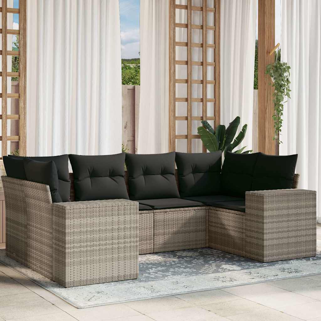Set Mobilier De Grădină Cu Perne, 6 Piese, , Poliratan