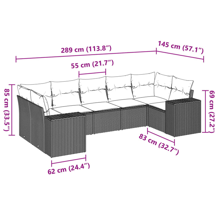 Set Canapele De Grădină, 7 Piese, Cu Perne, Bej, Poliratan
