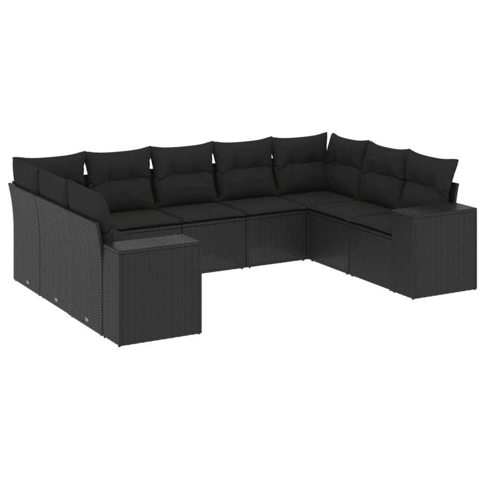 Set Mobilier De Grădină Cu Perne, 9 Piese, , Poliratan