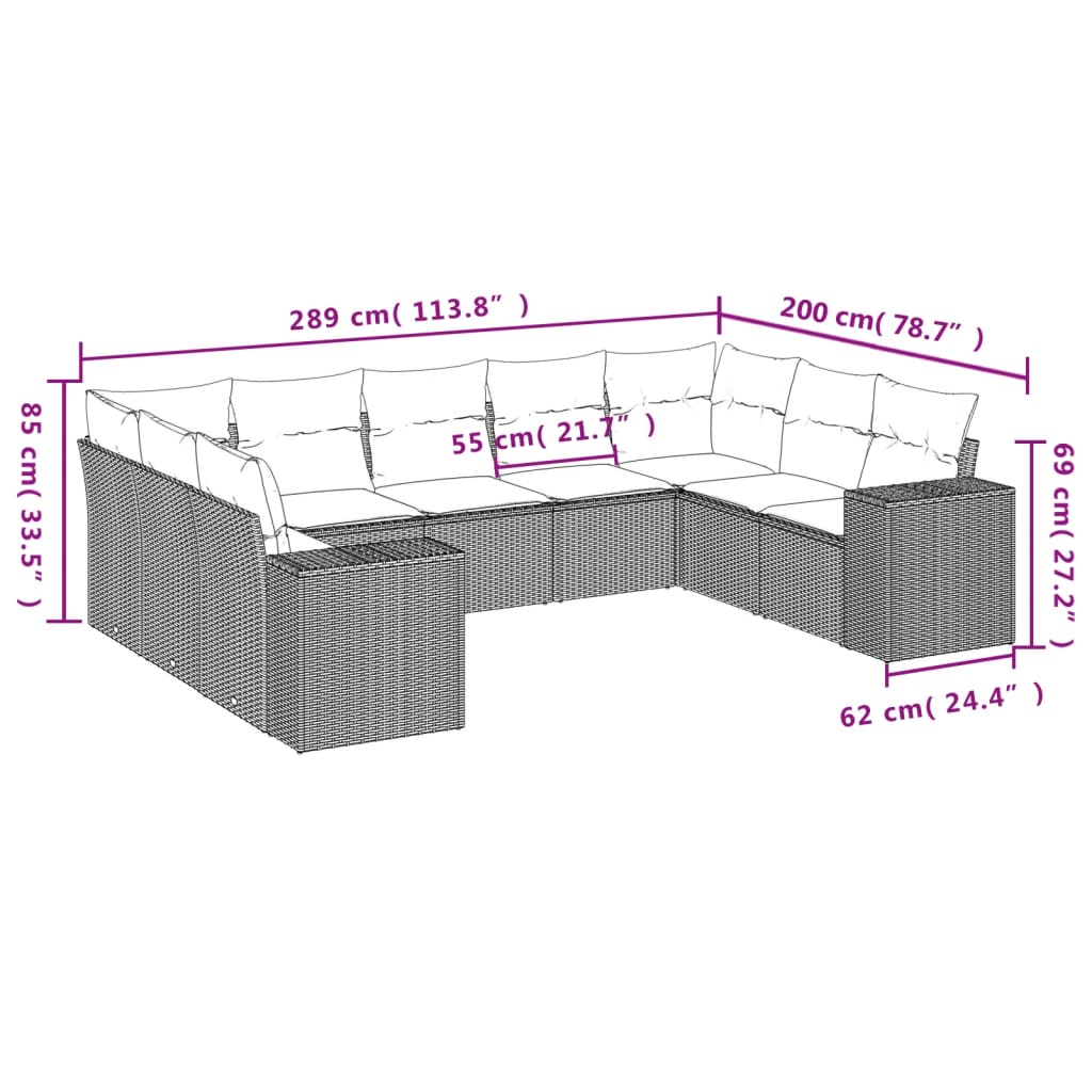 Set Mobilier De Grădină Cu Perne, 9 Piese, , Poliratan