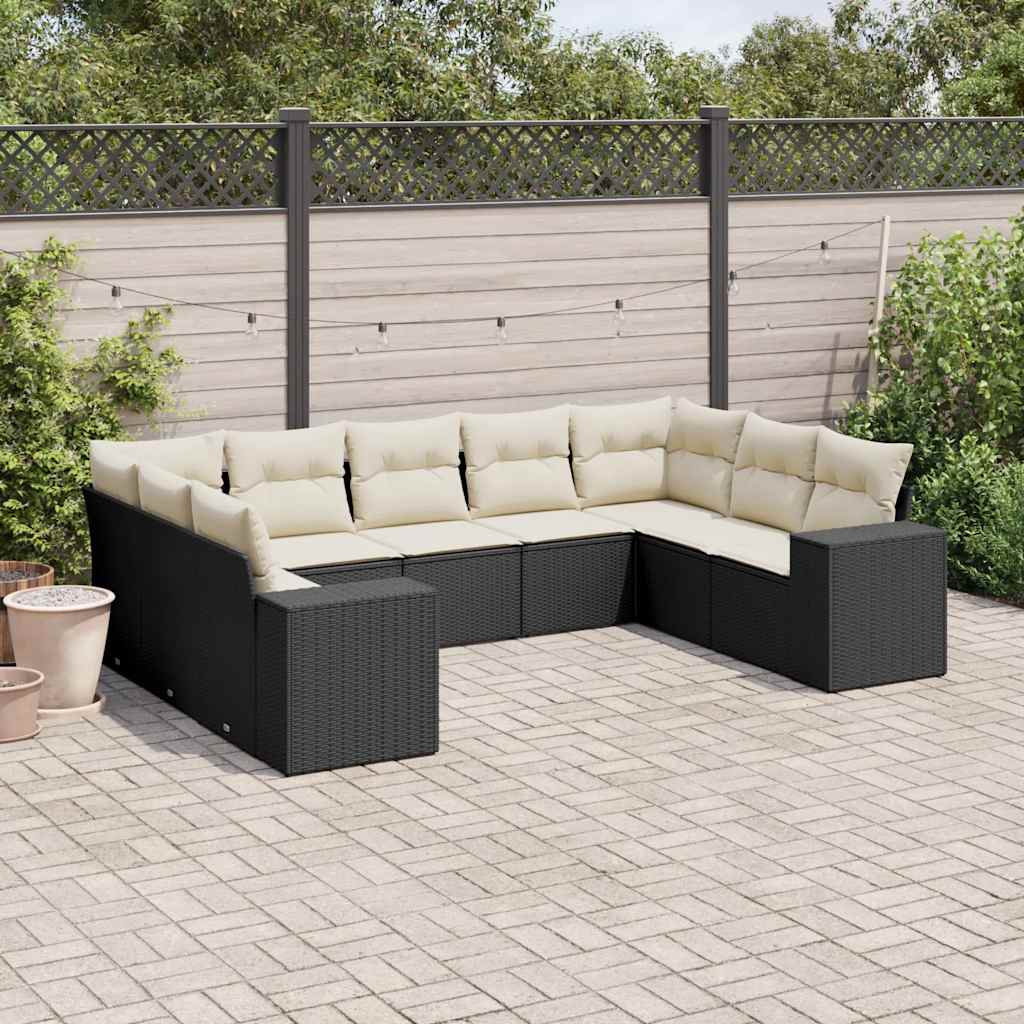 Set Mobilier De Grădină Cu Perne, 9 Piese, , Poliratan