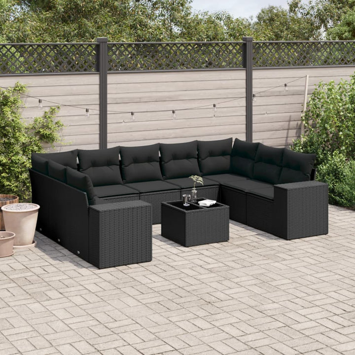 Set Mobilier De Grădină Cu Perne, 9 Piese, , Poliratan