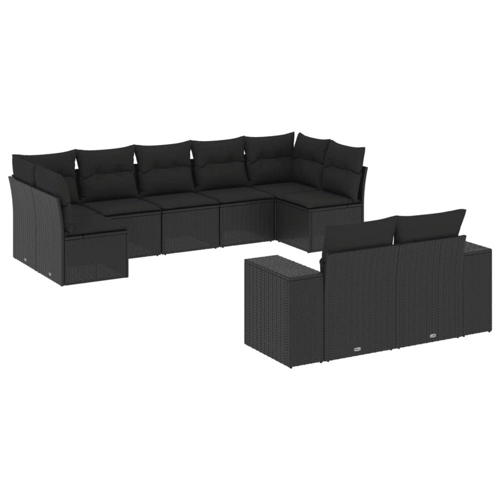 Set Mobilier De Grădină Cu Perne, 9 Piese, , Poliratan