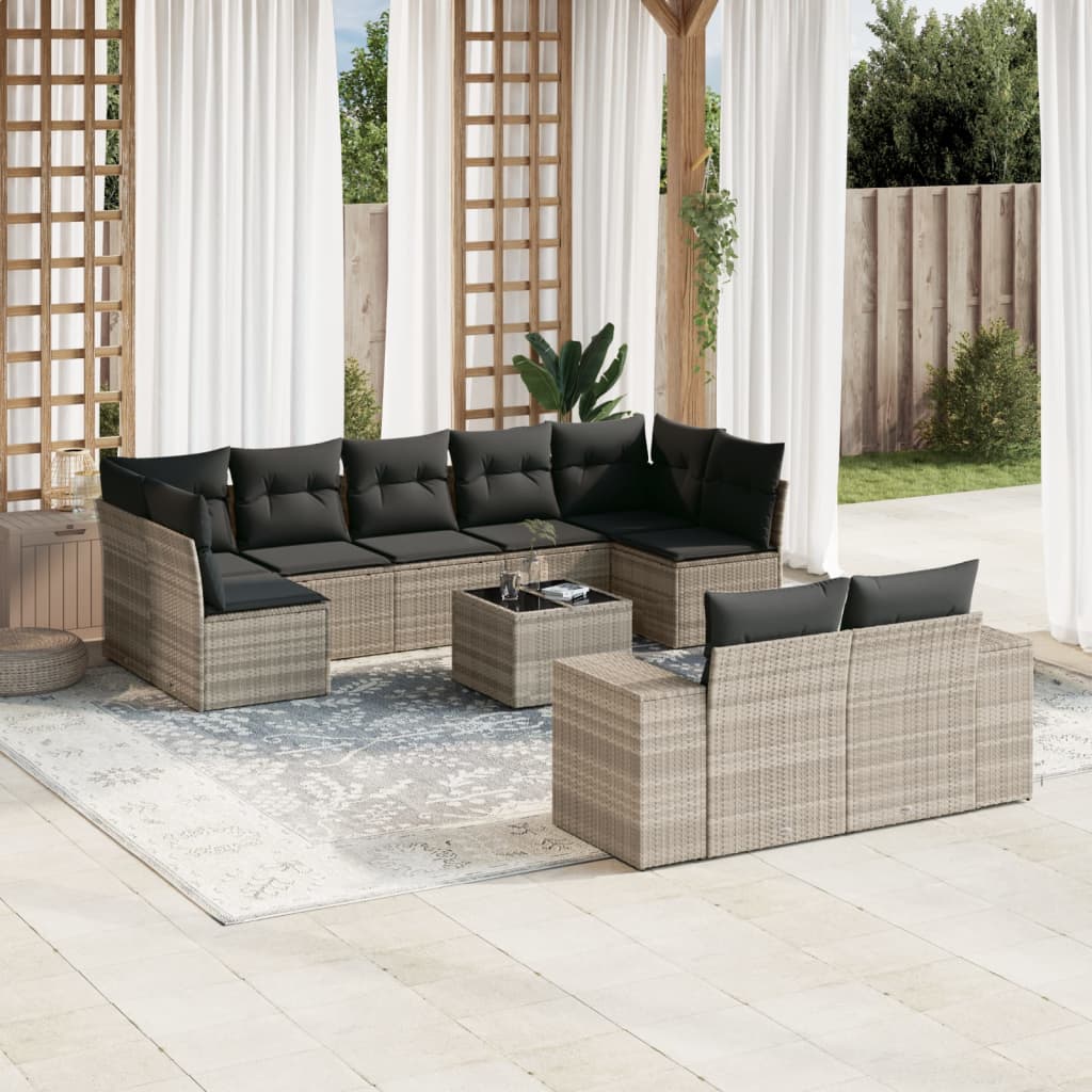 Set Mobilier De Grădină Cu Perne, 9 Piese, , Poliratan