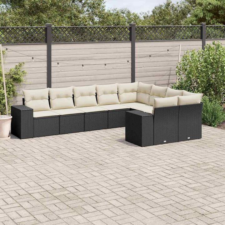 Set Mobilier De Grădină Cu Perne, 9 Piese, , Poliratan
