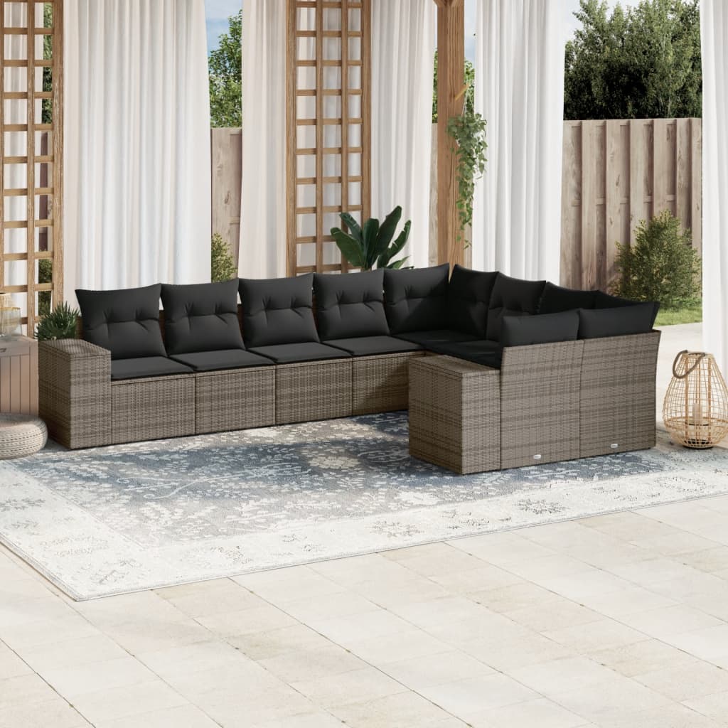 Set Mobilier De Grădină Cu Perne, 9 Piese, , Poliratan