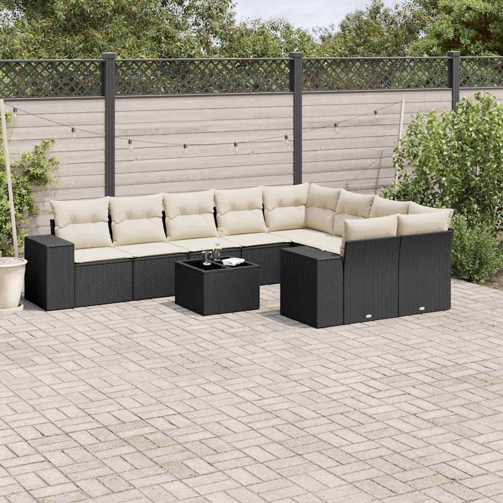 Set Mobilier De Grădină Cu Perne, 9 Piese, , Poliratan